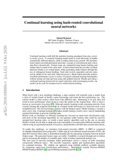 Continual learning using hash-routed convolutional neural networks