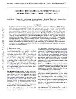MicroRec: Efficient Recommendation Inference by Hardware and Data
  Structure Solutions
