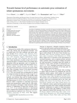 Towards human-level performance on automatic pose estimation of infant
  spontaneous movements