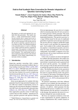 End-to-End Synthetic Data Generation for Domain Adaptation of Question
  Answering Systems