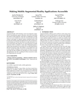 Making Mobile Augmented Reality Applications Accessible