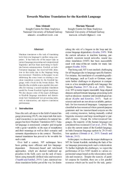 Towards Machine Translation for the Kurdish Language