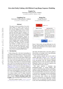 Zero-shot Entity Linking with Efficient Long Range Sequence Modeling
