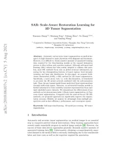 SAR: Scale-Aware Restoration Learning for 3D Tumor Segmentation