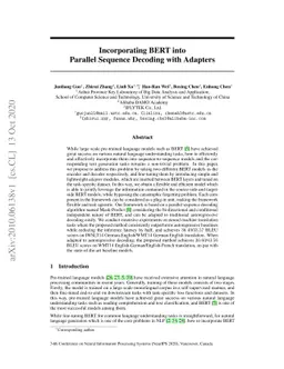 Incorporating BERT into Parallel Sequence Decoding with Adapters