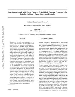 Learning to Attack with Fewer Pixels: A Probabilistic Post-hoc Framework
  for Refining Arbitrary Dense Adversarial Attacks
