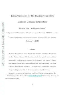 Tail asymptotics for the bivariate equi-skew Variance-Gamma distribution