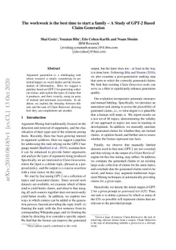 The workweek is the best time to start a family -- A Study of GPT-2
  Based Claim Generation