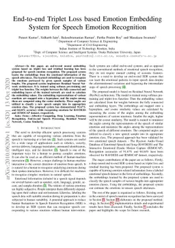 End-to-end Triplet Loss based Emotion Embedding System for Speech
  Emotion Recognition