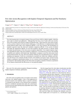 Few-shot Action Recognition with Implicit Temporal Alignment and Pair
  Similarity Optimization