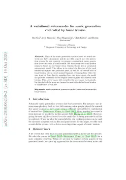 A variational autoencoder for music generation controlled by tonal
  tension