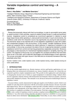 Variable impedance control and learning -- A review