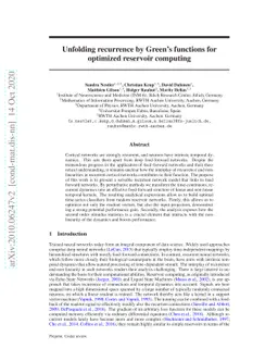 Unfolding recurrence by Green's functions for optimized reservoir
  computing