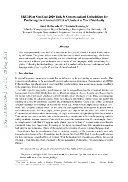 BRUMS at SemEval-2020 Task 3: Contextualised Embeddings for Predicting
  the (Graded) Effect of Context in Word Similarity