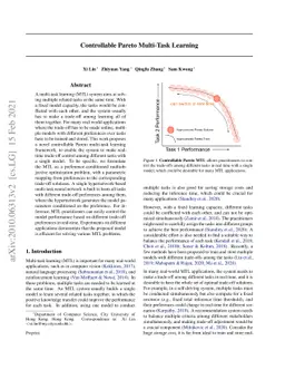 Controllable Pareto Multi-Task Learning