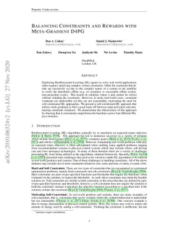 Balancing Constraints and Rewards with Meta-Gradient D4PG