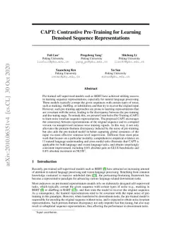 CAPT: Contrastive Pre-Training for Learning Denoised Sequence
  Representations