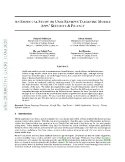 An Empirical Study on User Reviews Targeting Mobile Apps' Security &
  Privacy