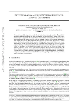 Detecting Anomalies from Video-Sequences: a Novel Descriptor