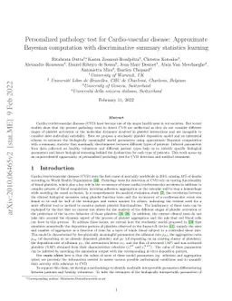 Personalized pathology test for Cardio-vascular disease: Approximate
  Bayesian computation with discriminative summary statistics learning