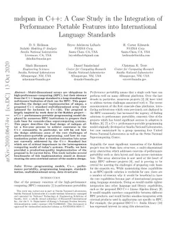 mdspan in C++: A Case Study in the Integration of Performance Portable
  Features into International Language Standards