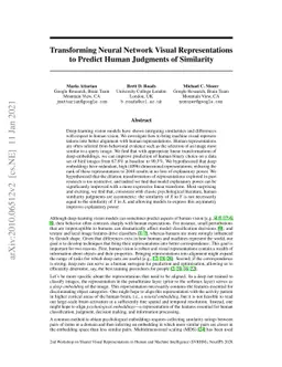 Transforming Neural Network Visual Representations to Predict Human
  Judgments of Similarity