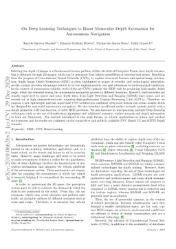 On Deep Learning Techniques to Boost Monocular Depth Estimation for
  Autonomous Navigation