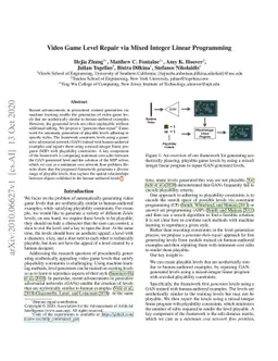 Video Game Level Repair via Mixed Integer Linear Programming