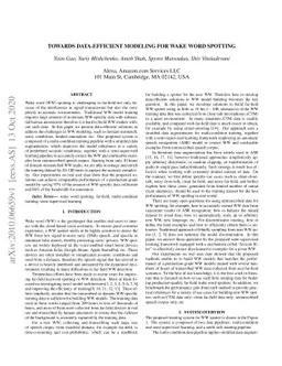 Towards Data-efficient Modeling for Wake Word Spotting