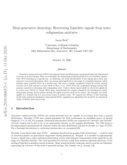 Deep generative demixing: Recovering Lipschitz signals from noisy
  subgaussian mixtures