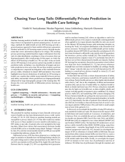 Chasing Your Long Tails: Differentially Private Prediction in Health
  Care Settings