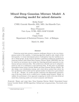 Mixed data Deep Gaussian Mixture Model: A clustering model for mixed
  datasets
