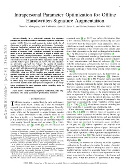 Intrapersonal Parameter Optimization for Offline Handwritten Signature
  Augmentation