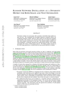 Random Network Distillation as a Diversity Metric for Both Image and
  Text Generation