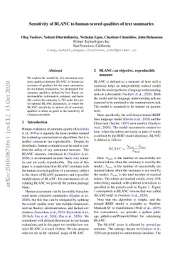 Sensitivity of BLANC to human-scored qualities of text summaries