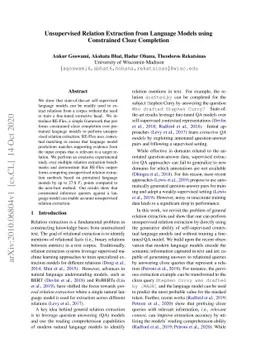 Unsupervised Relation Extraction from Language Models using Constrained
  Cloze Completion