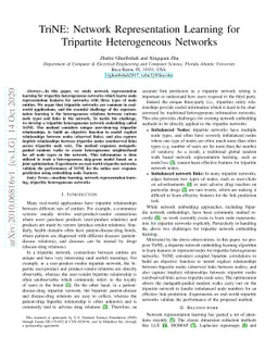 TriNE: Network Representation Learning for Tripartite Heterogeneous
  Networks