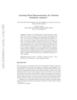 Learning Word Representations for Tunisian Sentiment Analysis