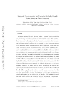 Semantic Segmentation for Partially Occluded Apple Trees Based on Deep
  Learning