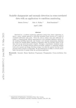 Scalable changepoint and anomaly detection in cross-correlated data with
  an application to condition monitoring