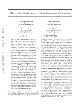 Differentiable Causal Discovery Under Unmeasured Confounding
