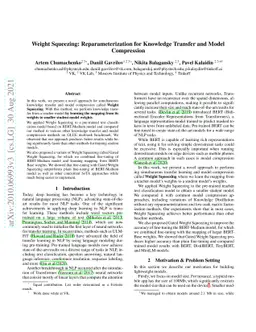 Weight Squeezing: Reparameterization for Knowledge Transfer and Model
  Compression