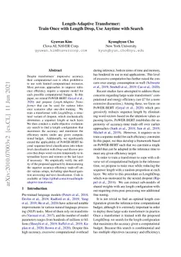 Length-Adaptive Transformer: Train Once with Length Drop, Use Anytime
  with Search
