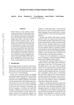 Recipes for Safety in Open-domain Chatbots