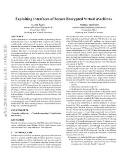 Exploiting Interfaces of Secure Encrypted Virtual Machines