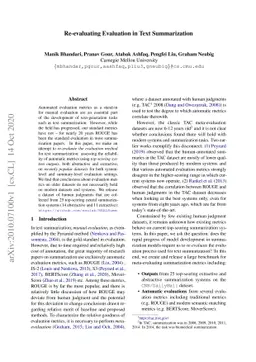 Re-evaluating Evaluation in Text Summarization