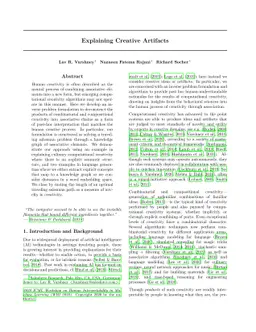 Explaining Creative Artifacts