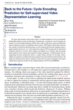 Back to the Future: Cycle Encoding Prediction for Self-supervised
  Contrastive Video Representation Learning