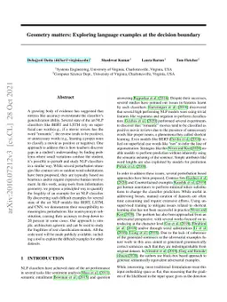 Geometry matters: Exploring language examples at the decision boundary