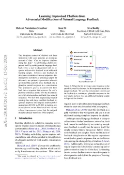 Learning Improvised Chatbots from Adversarial Modifications of Natural
  Language Feedback